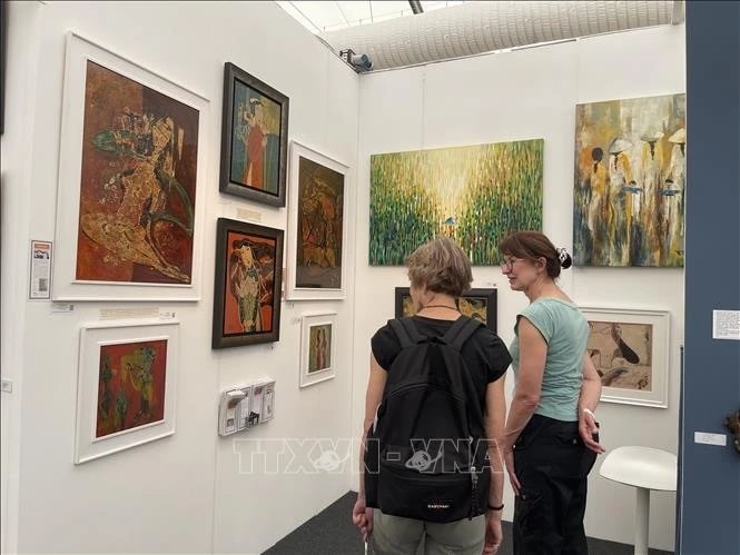 vietnam paintings show off at affordable art fair 2024 in london