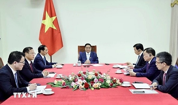 Prime Minister Pham Minh Chinh at his May 29 phone conversation with his Singaporean counterpart Lawrence Wong.