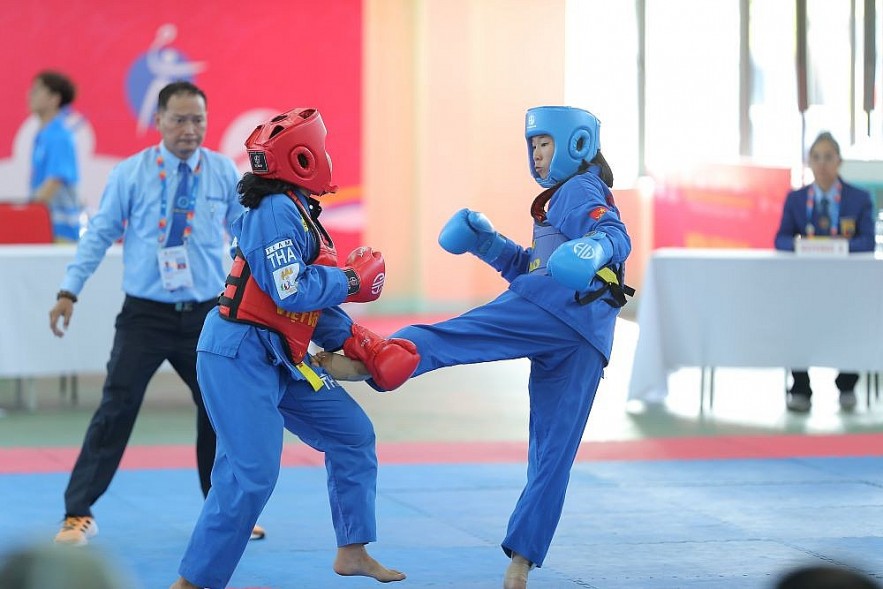 The excellent Vietnamese student Vovinam team won 2 gold medals and 1 bronze medal. Photo: BTC