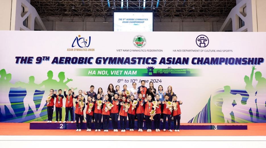 Vietnamese athletes at the 9th Aerobic Gymnastics Asian Championship. Photo: 