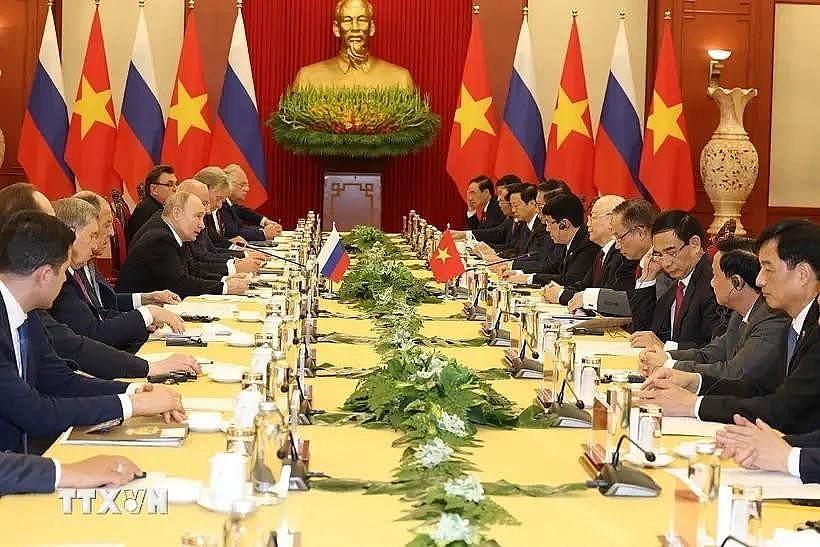 Talks between General Secretary of the Communist Party of Vietnam Central Committee Nguyen Phu Trong and Russian President Vladimir Putin (Photo: VNA)