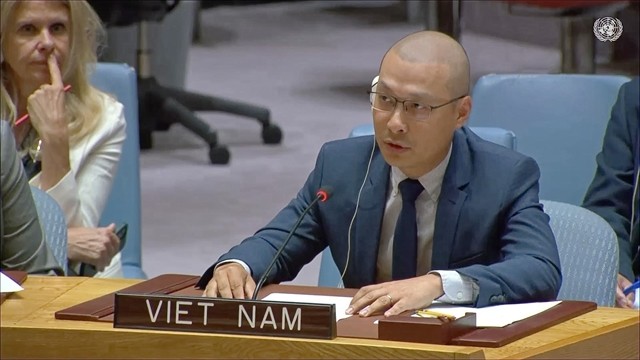 Minister Counsellor Nguyễn Hoàng Nguyên, deputy head of the Permanent Delegation of Việt Nam to the UN, addressed the UN Security Council (UNSC)’s annual open debate on children and armed conflict. — VNA/VNS Photo Thanh Tuấn