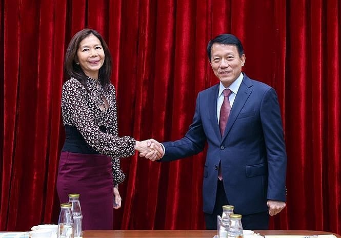 Minister of Public Security Sen. Lt. Gen. Luong Tam Quang (right) and UN Resident Coordinator in Vietnam Pauline Tamesis at their meeting in Hanoi on July 18 (Photo: VNA)