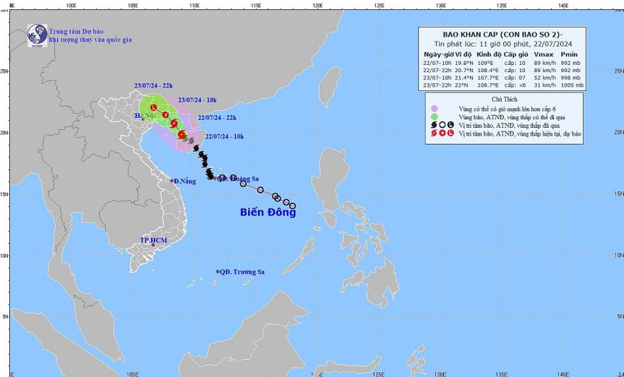 The movement of Typhoon Prapiroon. Photo: National Center for Hydro-Meteorological Forecasting