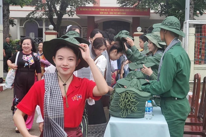 Laotian and Cambodian students participating in the exchange activity.