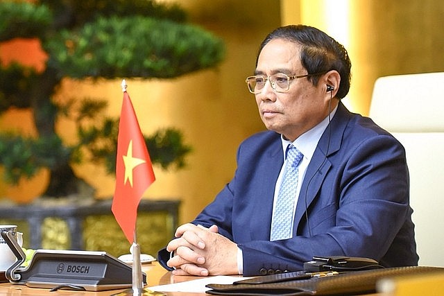 Prime Minister Pham Minh Chinh virtually joins the third Voice of Global South Summit, August 17, 2024. Photo: VGP 