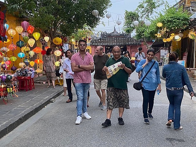 Indian tourists visit Hoi An Ancient Town in Quang Nam Province.