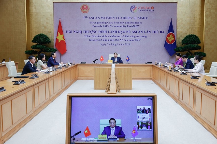 Vietnamese Prime Minister Pham Minh Chinh addresses the Third ASEAN Women Leaders' Summit in Laos on August 23. (Photo: VGP)