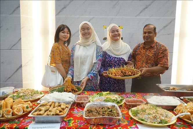 Vietnamese and Malaysian dishes presented by members of the Malaysia-Vietnam Friendship Association at the cultural exchange. Photo: Hang Linh