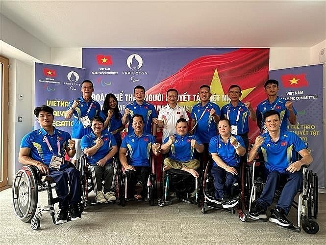 The Vietnamese sports delegation to the 2024 Paris Paralympic Games. (Photo: VNA)