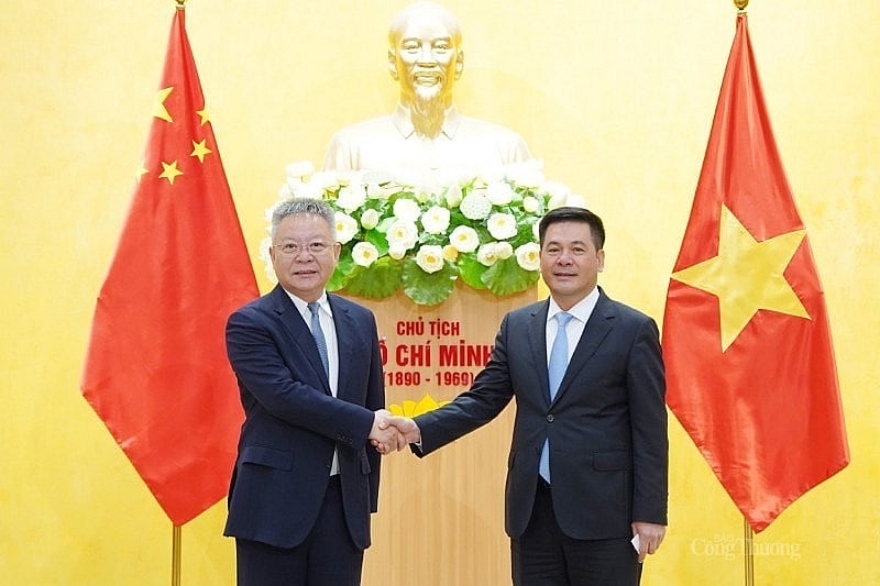 Minister of Industry and Trade Do Hong Dien (R) and China's Minister of Industry and Information Technology Jin Zhuanglong (Photo: VNA)