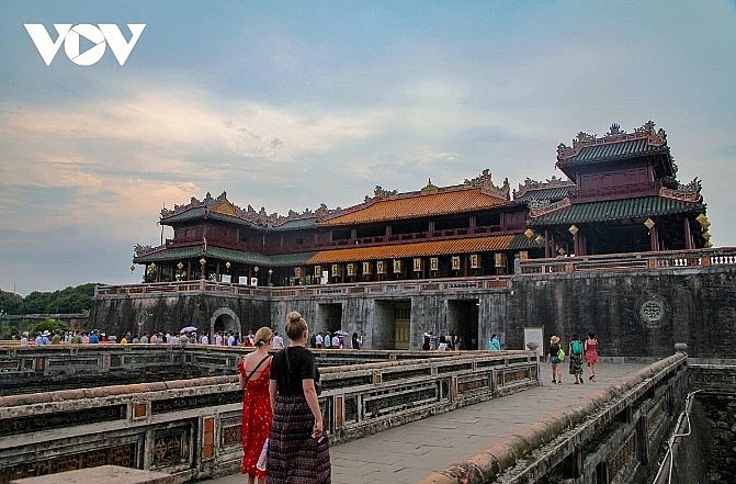 Foreign travellers visit the Complex of Hue monuments, a UNESCO World Cultural Heritage site.