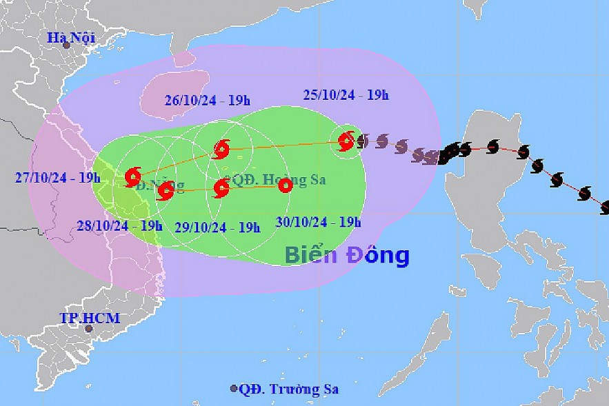 Storm Trami path on the evening of October 25. Source: NCHMF