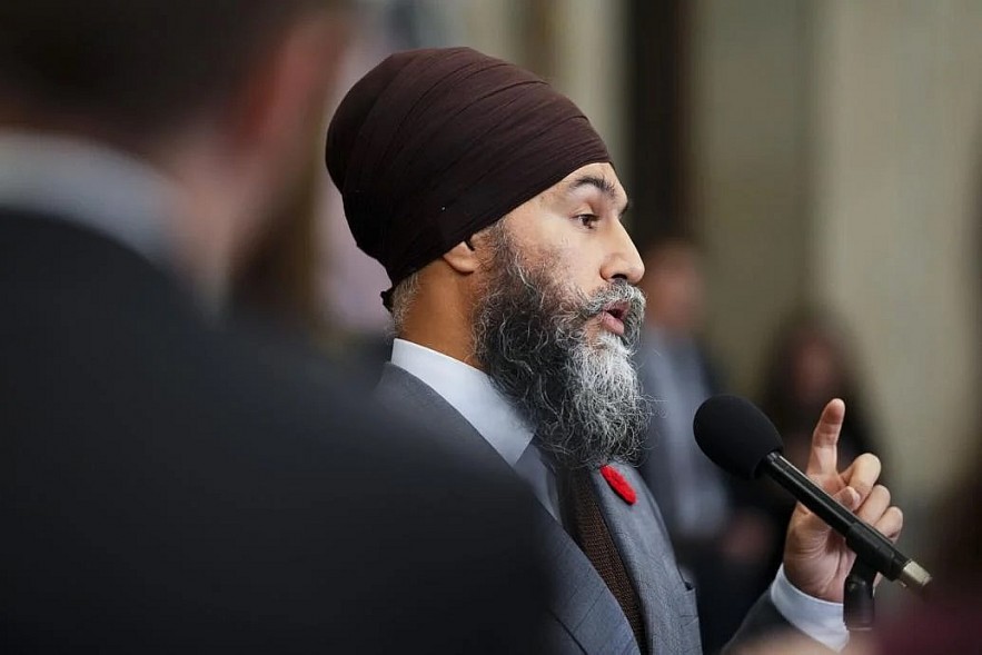 NDP Leader Jagmeet Singh speaks to reporters in the foyer of the House of Commons on Oct. 30, 2024. Sean Kilpatrick/The Canadian Press