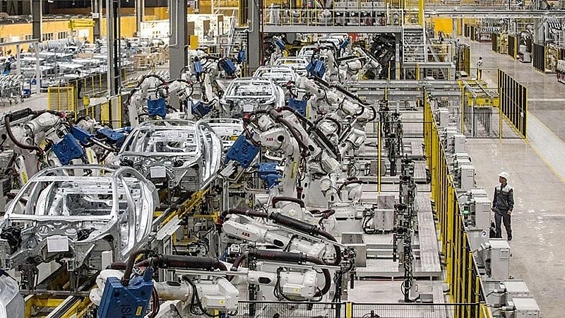 Electric car production and assembly line of Vinfast Factory.