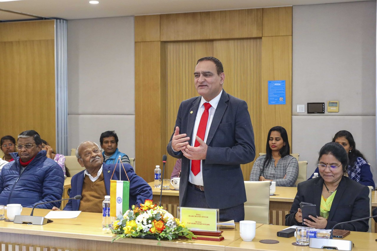 Harchand Singh, Secretary-General of the All India Peace and Solidarity Organization (AIPSO), head of the Indian delegation attending the 12th Vietnam-India People's Friendship Festival (Photo: Dinh Hoa).