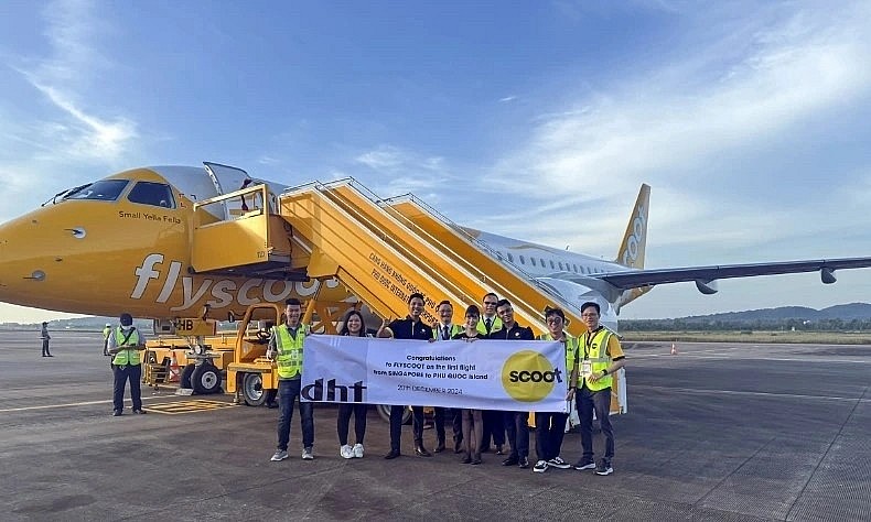 Phu Quoc welcomes welcomed the first flights from Singapore of Scoot airline. (Photo: Nguyen Khanh)