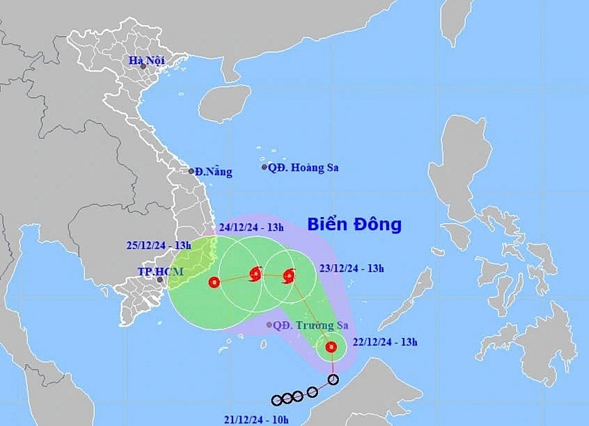 Storm Pabuk is heading towards the southern coast of Vietnam and is forecast to weaken into a tropical depression on December 24.