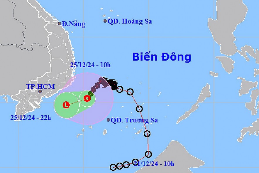 Storm Pabuk has weakened into a tropical depression over the waters off Khanh Hoa and Binh Thuan. Source: NCHMF.