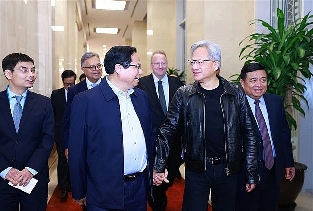 PM Pham Minh Chinh and CEO of Nvidia Corporation Jensen Huang (Photo: VNA)