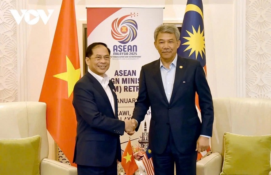 Vietnamese Deputy Prime Minister and Foreign Minister Bui Thanh Son (L) and Malaysian Foreign Minister Mohamad Hasan during their meeting in Malaysia in January 2025.