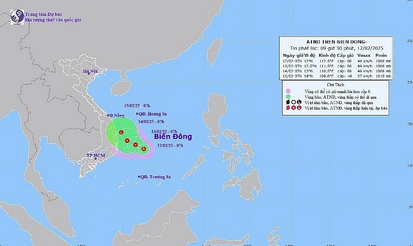 A tropical depression forms in the East Sea (Image source: NCHMF)