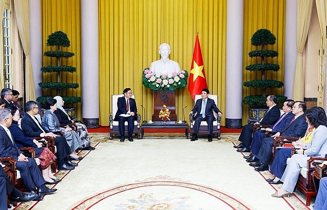 President Luong Cuong hosts a reception for Ambassadors and Chargé d'Affaires of ASEAN countries and Timor-Leste, Ha Noi, February 19, 2025.