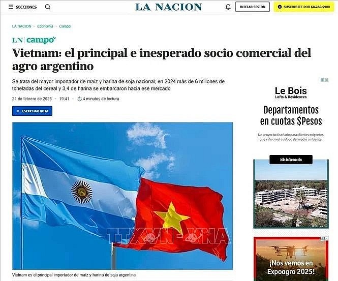 A screenshot photo of the article published on La Nacion, Argentina's leading daily (Photo: VNA)