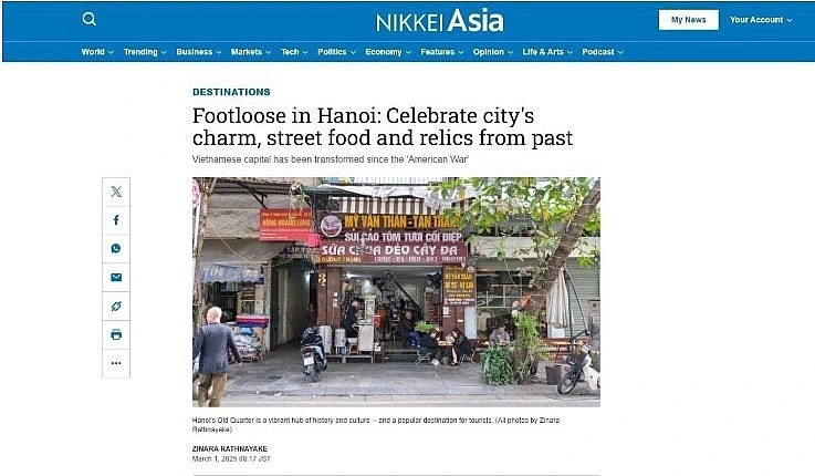 The Nikkei Asia article presents a charming Hanoi with friendly people, a heroic history, and a rich culture (Photo: Screenshot)