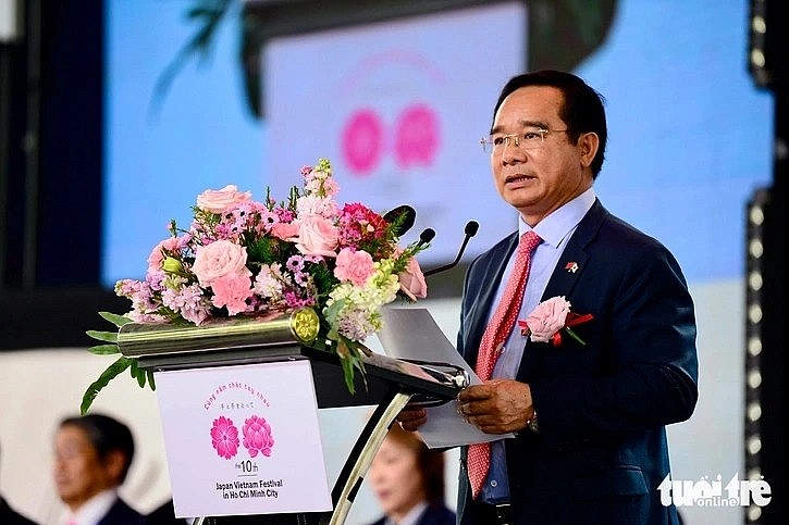 Nguyen Van Duoc, chairman of the Ho Chi Minh City People’s Committee, addresses the opening ceremony (Photo: tuoitre.vn)