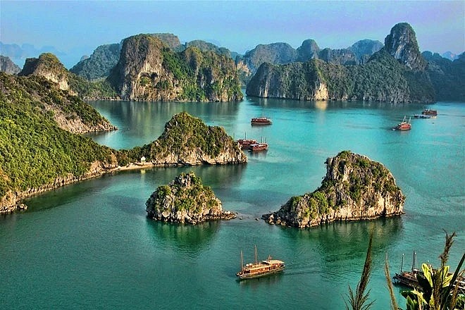 A view of Ha Long Bay, a UNESCO World Natural Heritage Site (Source: Getty)