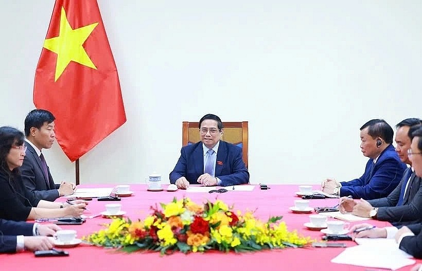 Vietnamese Prime Minister Pham Minh Chinh during his phone call to Australian Prime Minister Anthony Albanese on May 6. (Photo: VNA)