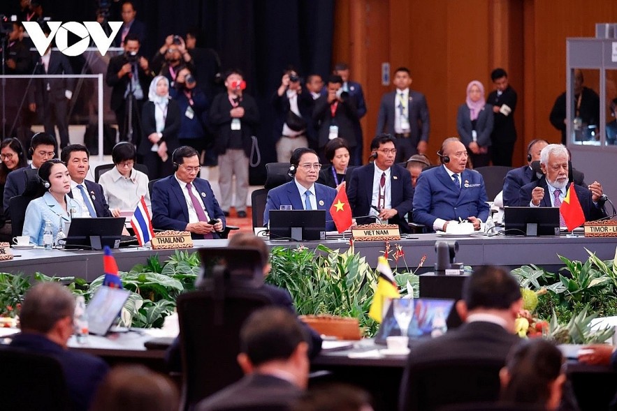 Vietnamese Prime Minister Pham Minh Chinh speaks at the second ASEAN-Gulf Cooperation Council (GCC) Summit in Kuala Lumpur, Malaysia, on May 27.