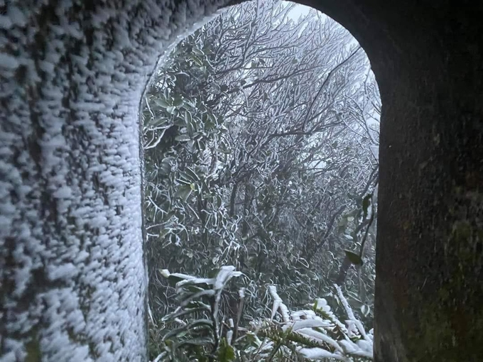 Mau Son Peak frozen in frost as temperature plunge minus 2 Degrees