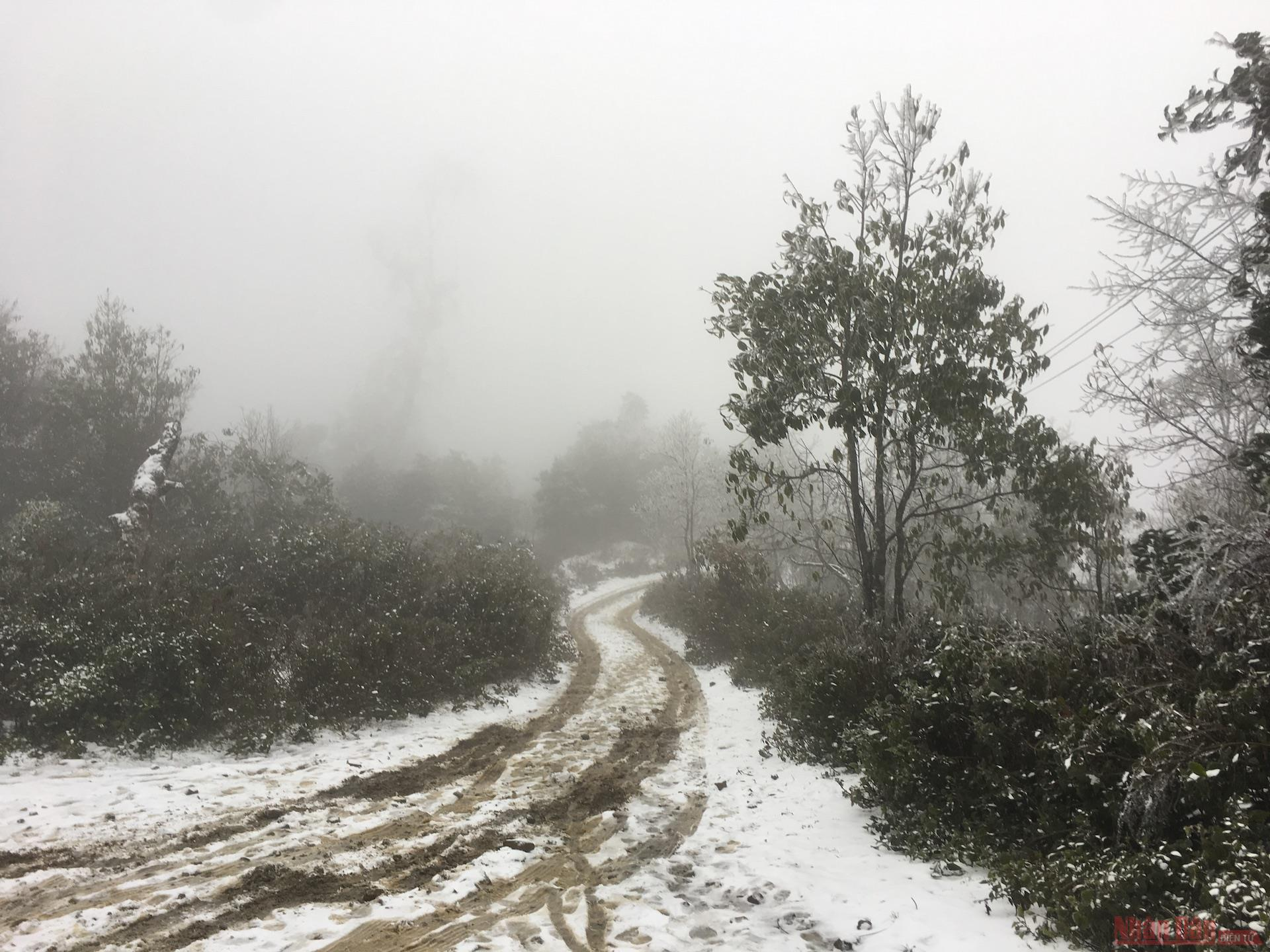Northern Vietnam mountains engulfed in white snow