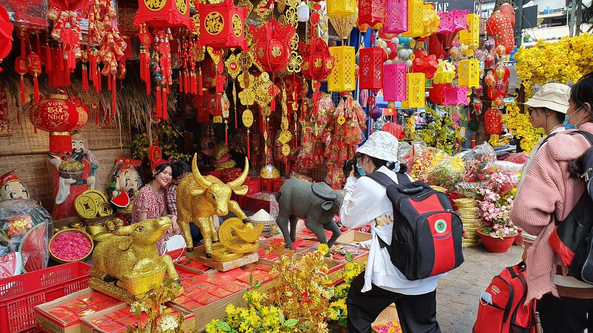 Youngsters flock to check-in on Tet holiday street in HCMC