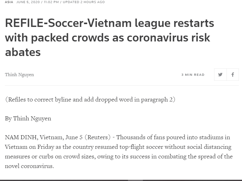 the reuters and ap reported on packed audiences images at v league 2020