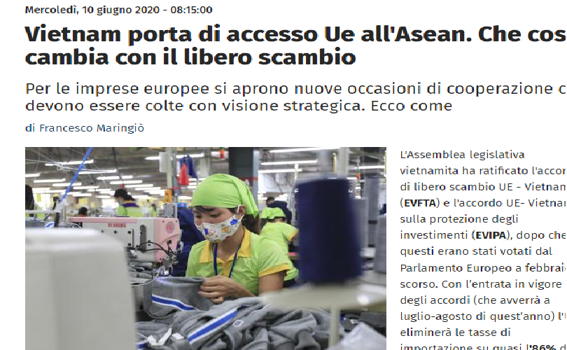 Vietnam - a gateway for EU to access ASEAN: Italian news site