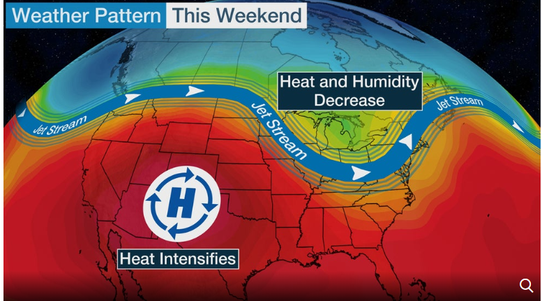us and canada weather forecast today july 10 pattern change brings temporary heat relief to great lakes as hot temperatures intensify in southwest