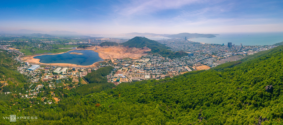 picturesque scenery of coastal city quy nhon from bird eye view