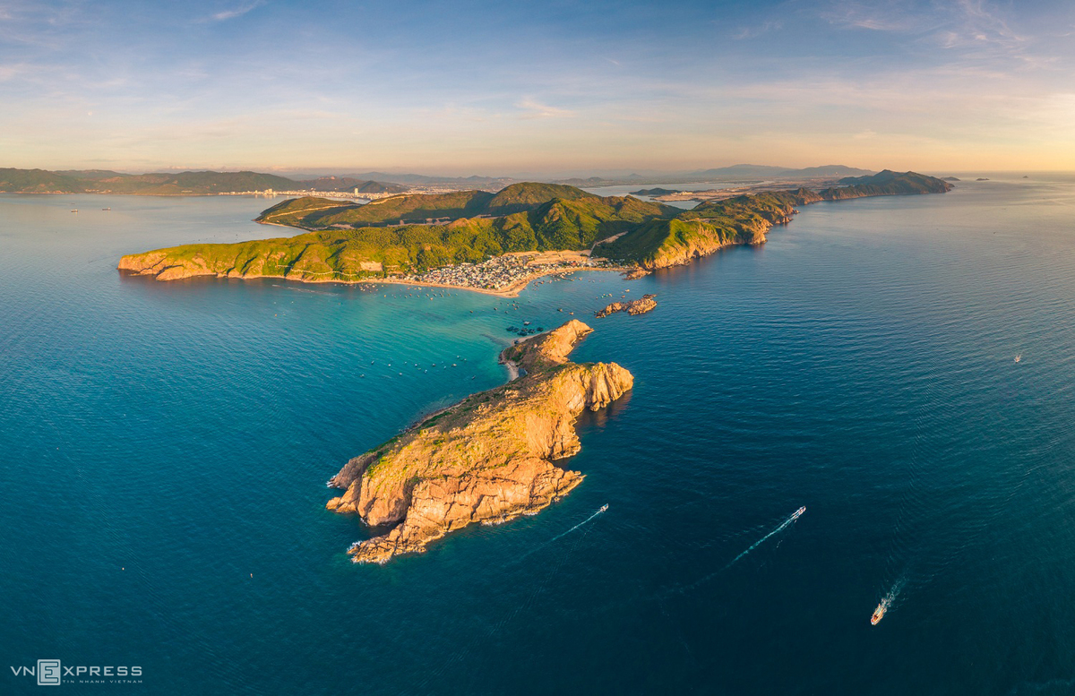 picturesque scenery of coastal city quy nhon from bird eye view