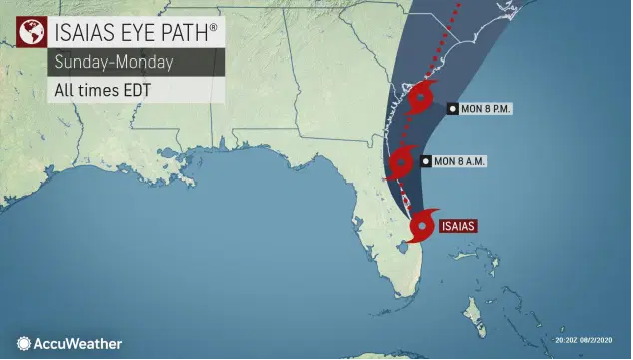 US and Canada weather forecast August 3: Tropical Storm Isaias to ride Florida's east coast, could strike Carolinas as hurricane