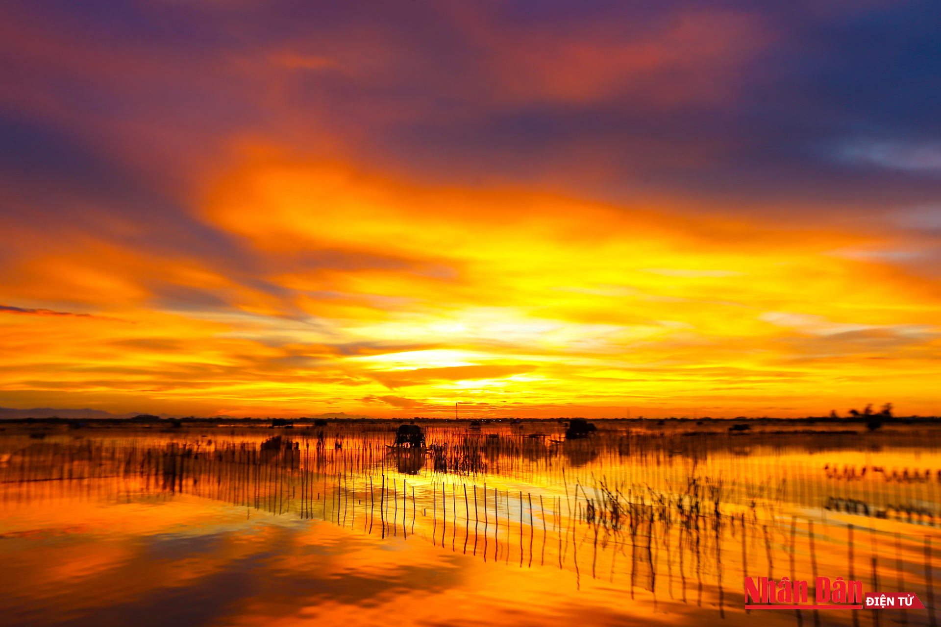 glamorous sunset at tam giang lagoon central vietnam