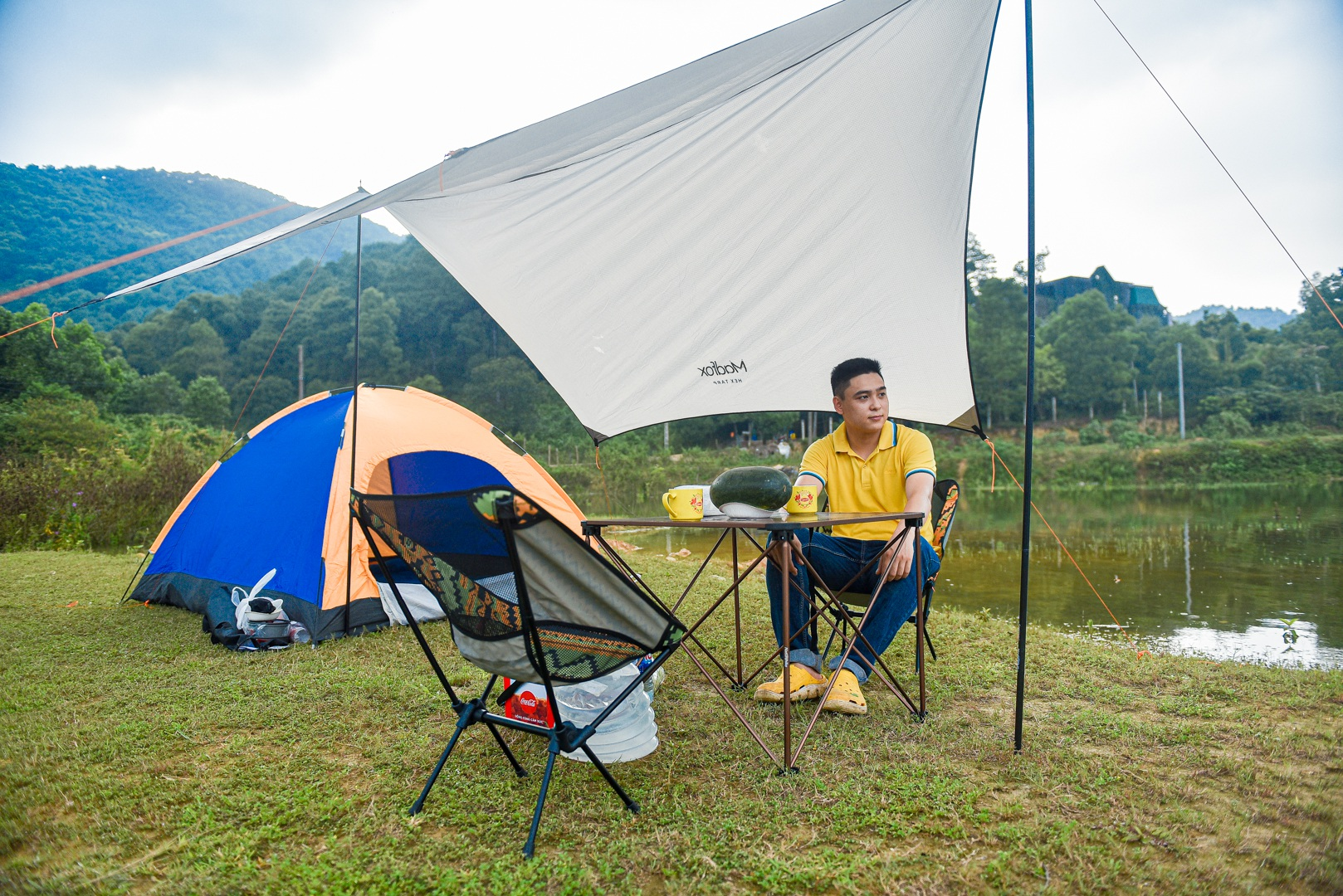 at chom nui lake breathe in the sense of tranquility