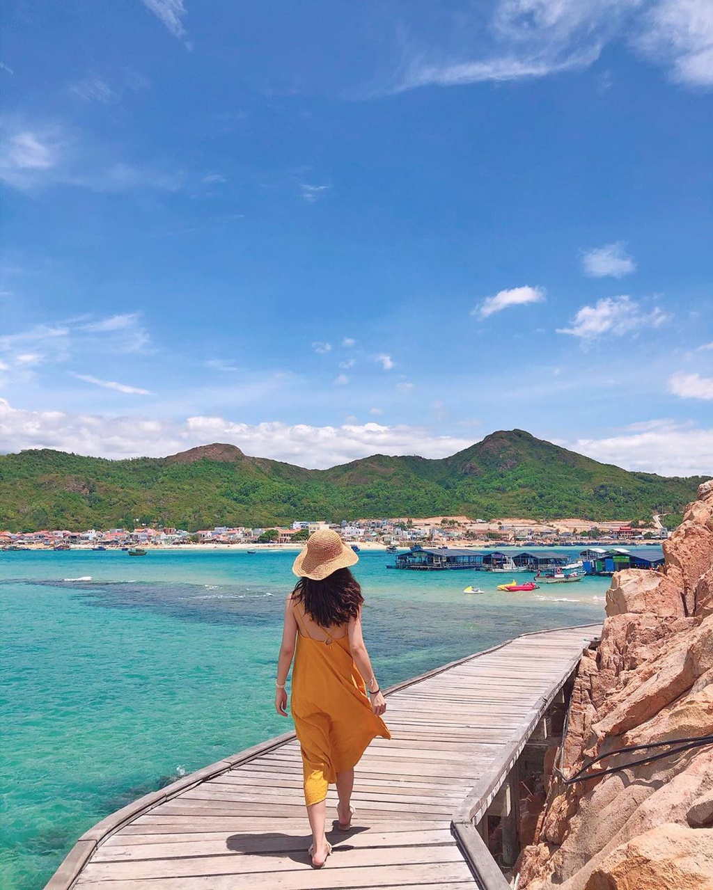 Alluring wooden bridges amidst blue sea in Vietnam's famous tourism hub