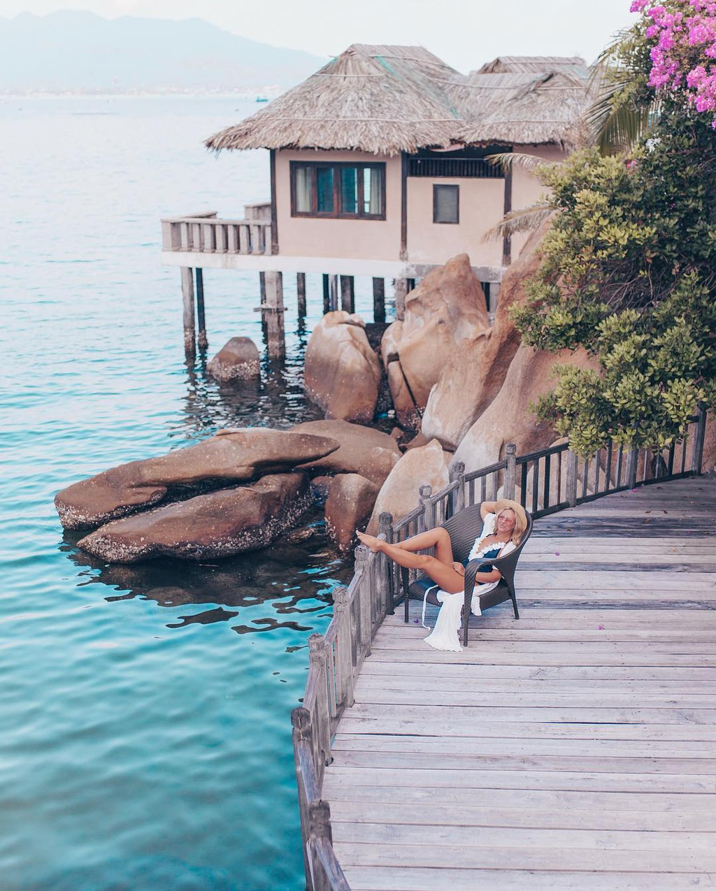 Alluring wooden bridges amidst blue sea in Vietnam's famous tourism hub