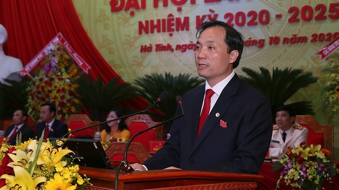 Portrait of newly-elected Secretary of Ha Tinh provincial Party Committee Hoang Trung Dung