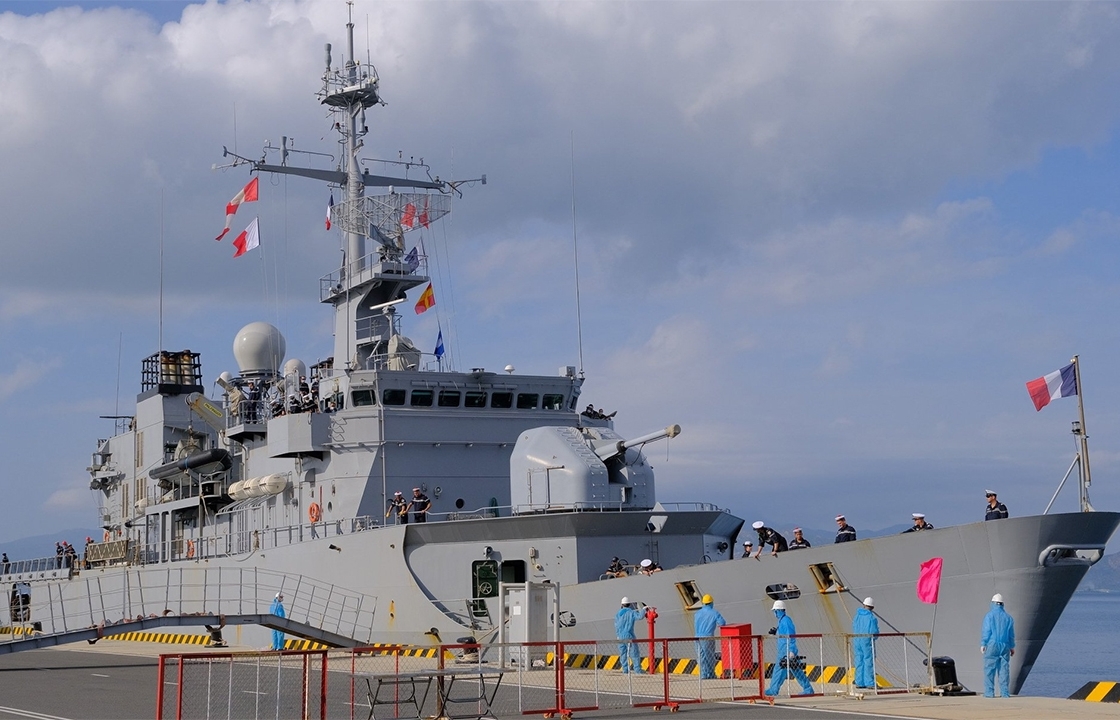 French frigate docked in Vietnam as part of a military cooperation framework