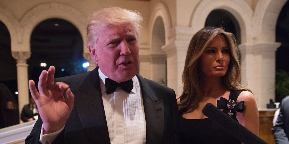 Donald and Melania Trump at the Mar-a-Lago New Year's Eve party in 2016. (Photo: Getty Image)  