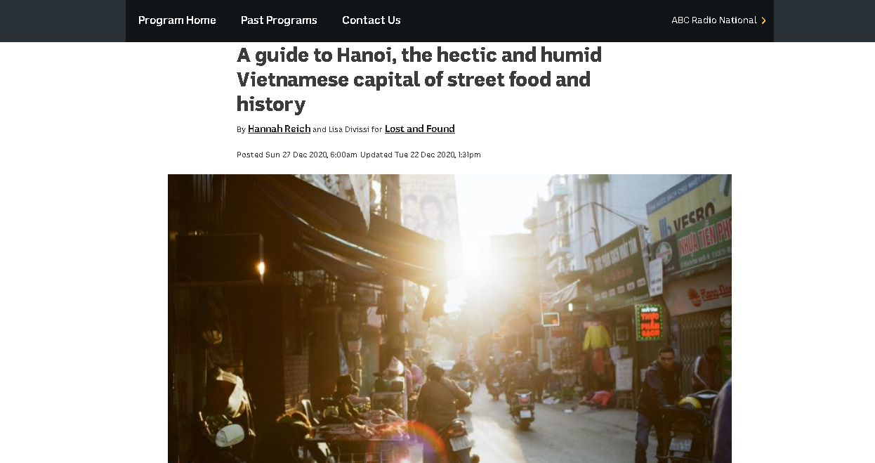 Australian newspaper highlights Hanoi’s street food, history